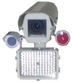 Камера видеонаблюдения с детектором пламени, ИК-прожектором, сиреной, в утепленном обогреваемом термокожухе